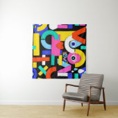 Farbenfrohe abstrakte Muster mit Liebe im Inneren. Wandteppich (Beispiel (Horizontal))