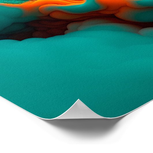 Farbenfrohe abstrakte Orange- und Blautöne. Poster (Ecke)