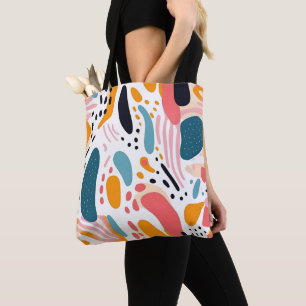 Farbenfrohe abstrakte organische Formen Boho-Muste Tasche