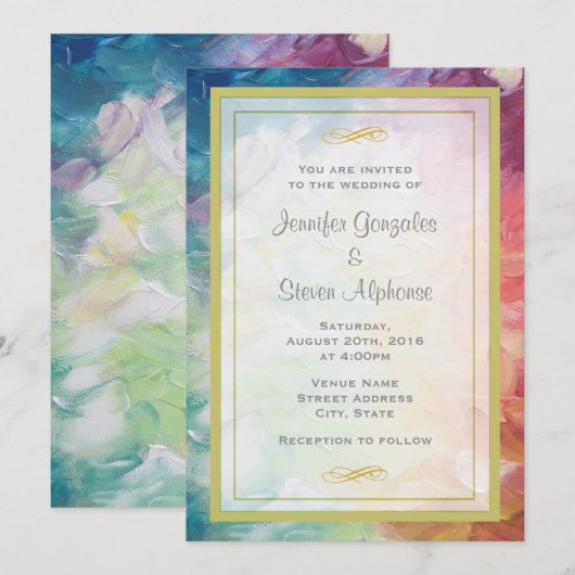 Farbenfrohe Abstrakte Paint Wedding Einladung (Vorne/Hinten)