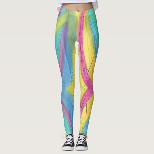 Farbenfrohe Abstrakte Pastelle verbindet Leggings (Vorderseite)