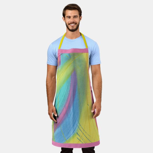 Farbenfrohe abstrakte Pastellfarben vermischt Schü Schürze (Getragen)