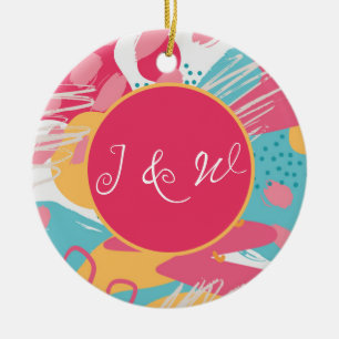 Farbenfrohe Abstrakte Personalisierte Keramik Ornament
