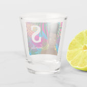 Farbenfrohe Abstrakte Personalisierte tropische Bl Schnapsglas (Rückseite)