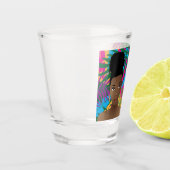 Farbenfrohe Abstrakte Personalisierte tropische Bl Schnapsglas (Links)