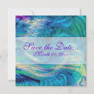 Farbenfrohe Abstrakte Pfauenankündigungen Save The Date