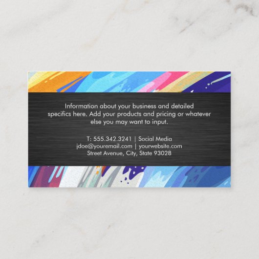 Farbenfrohe Abstrakte Pinakothek Züst Visitenkarte (Rückseite)