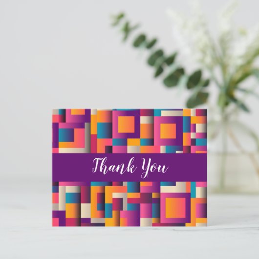 Farbenfrohe Abstrakte Plätze und Formen Vielen Dan Postkarte (Stehend Vorderseite)
