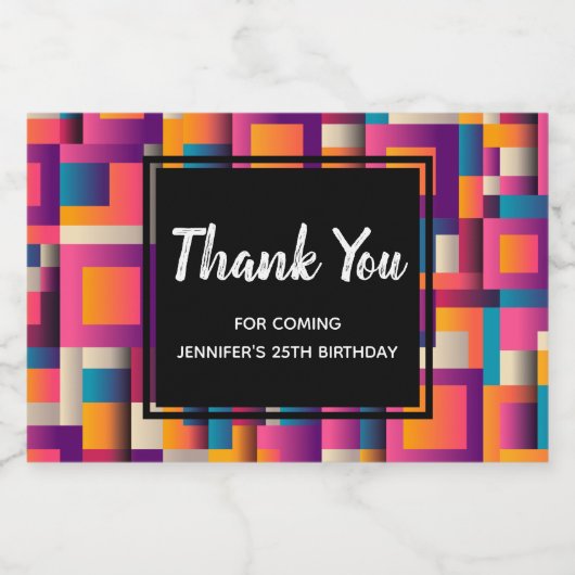 Farbenfrohe Abstrakte Plätze und Formen Vielen Dan Schaumweinetikett (Einzelnes Label)