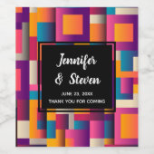 Farbenfrohe Abstrakte Plätze und Formen Weinetikett (Einzelnes Label)