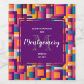 Farbenfrohe Abstrakte Plätze und Formen Weinkultur Weinetikett (Einzelnes Label)