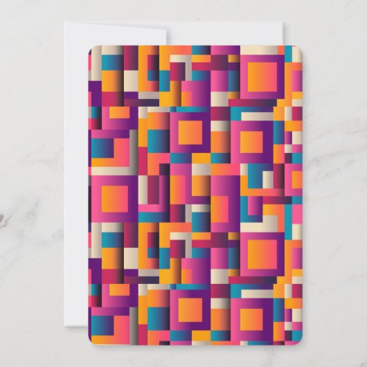 Farbenfrohe Abstrakte Plätze und Formen zum Geburt Einladung (Rückseite)