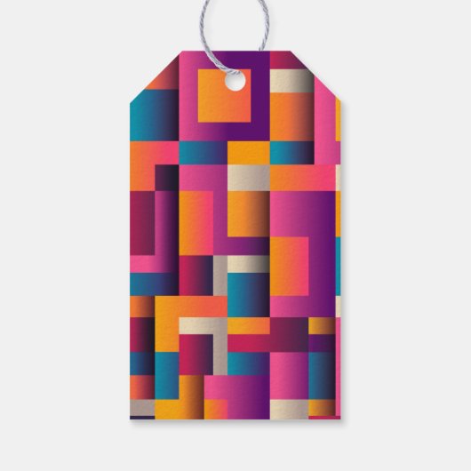 Farbenfrohe Abstrakte Plätze und Formen zum Geburt Geschenkanhänger (Rückseite)