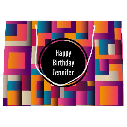 Farbenfrohe Abstrakte Plätze und Formen zum Geburt Große Geschenktüte (Vorderseite)