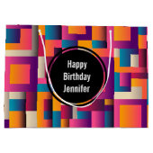 Farbenfrohe Abstrakte Plätze und Formen zum Geburt Große Geschenktüte (Rückseite)