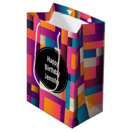 Farbenfrohe Abstrakte Plätze und Formen zum Geburt Mittlere Geschenktüte