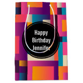 Farbenfrohe Abstrakte Plätze und Formen zum Geburt Mittlere Geschenktüte (Vorderseite)