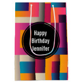 Farbenfrohe Abstrakte Plätze und Formen zum Geburt Mittlere Geschenktüte (Rückseite)