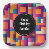 Farbenfrohe Abstrakte Plätze und Formen zum Geburt Pappteller (Vorderseite)