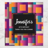 Farbenfrohe Abstrakte Plätze und Formen zum Geburt Weinetikett (Einzelnes Label)