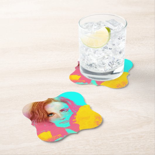Farbenfrohe Abstrakte Pop-Frau, Untersetzer (Vor Ort)