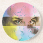 Farbenfrohe Abstrakte Pop Kunst, Dichtung und Musi Getränkeuntersetzer (Vorne)