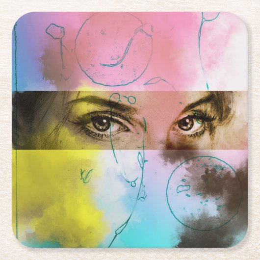 Farbenfrohe Abstrakte Pop Kunst, maßgeschneiderter Rechteckiger Pappuntersetzer (Vorderseite)