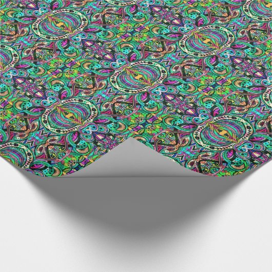 Farbenfrohe Abstrakte Psychedelic Kaleidoskop-Must Geschenkpapier (Ecke)
