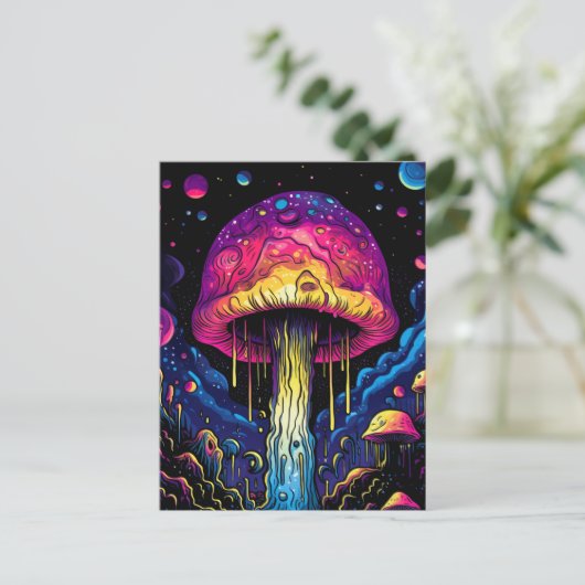 Farbenfrohe Abstrakte Psychedelic Mushroom Postkarte (Stehend Vorderseite)