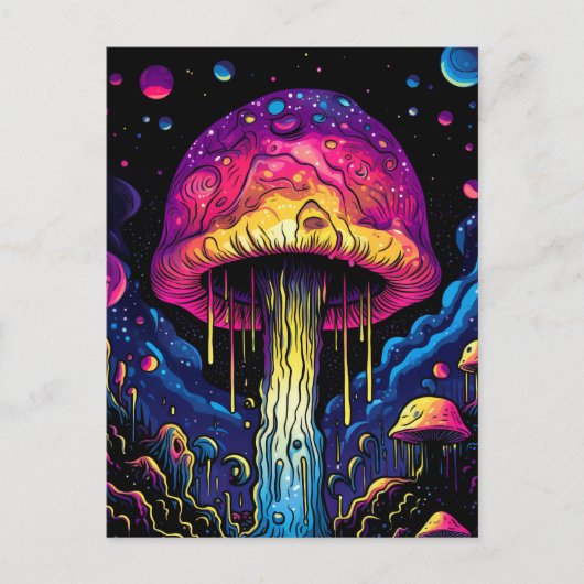 Farbenfrohe Abstrakte Psychedelic Mushroom Postkarte (Vorderseite)