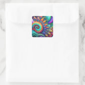 Farbenfrohe Abstrakte Psychedelic Schöne Blume Quadratischer Aufkleber (Tasche)