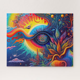 Farbenfrohe Abstrakte Psychedelic Seeing Eye Spiri Puzzle