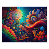 Farbenfrohe Abstrakte Psychedelische Blume Kunst Poster (Vorderseite)