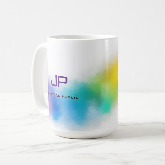 Farbenfrohe Abstrakte Regenbogenfarben Elegantes M Kaffeetasse (Vorderseite Links)
