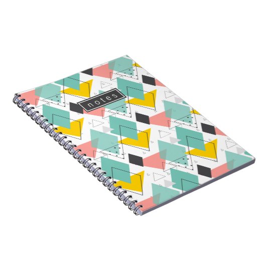 Farbenfrohe Abstrakte Retro 90er Jahre Gestaltungs Notizblock (Rechte Seite)