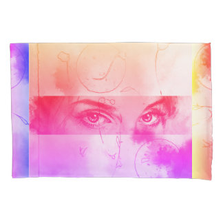 Farbenfrohe Abstrakte Retro Pop Kunst, rosa Frauen Kissenbezug