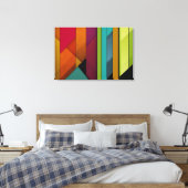 farbenfrohe abstrakte Retrokunst linear geometrisc Leinwanddruck (Insitu (Schlafzimmer))