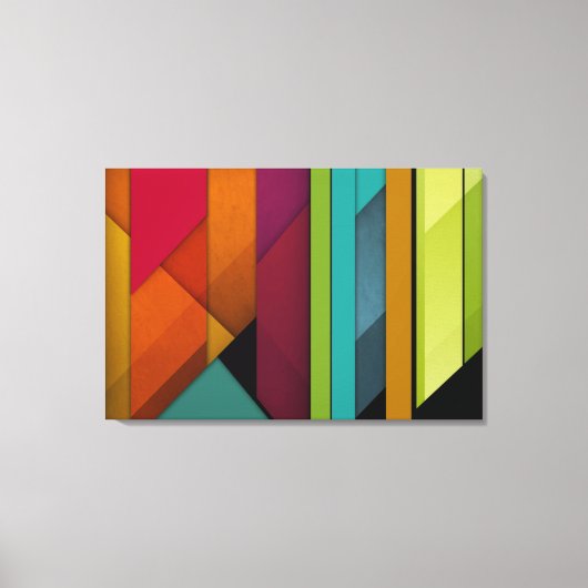 farbenfrohe abstrakte Retrokunst linear geometrisc Leinwanddruck (Vorderseite)