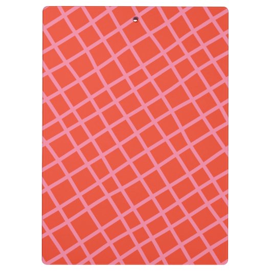 Farbenfrohe Abstrakte rosa rote Gitter Klemmbrett (Rückseite)