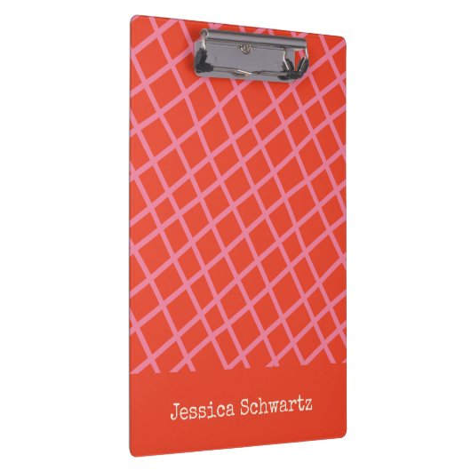 Farbenfrohe Abstrakte rosa rote Gitter Klemmbrett (Rechts)