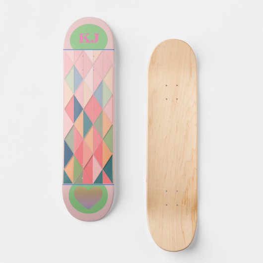 Farbenfrohe Abstrakte Rosa Skateboard (Vorderseite)