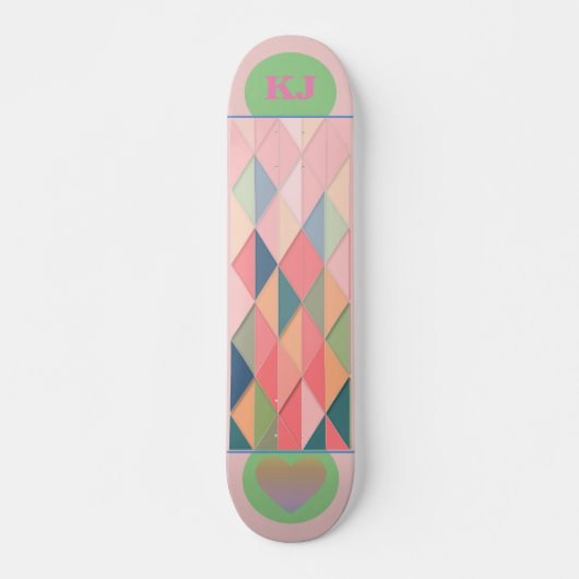 Farbenfrohe Abstrakte Rosa Skateboard (Vorne)