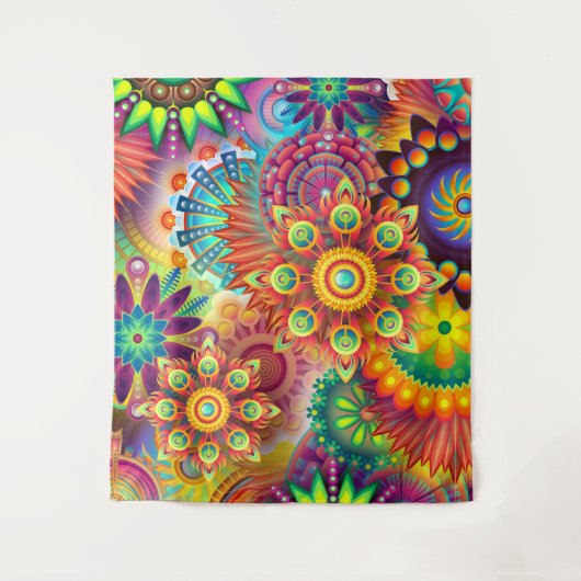 Farbenfrohe Abstrakte Rot-Orange Lila Grüne Tapiss Wandteppich (Vorderseite)