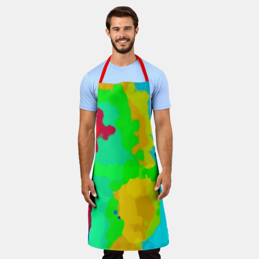 Farbenfrohe, Abstrakte rote Farbe Cool Schürze (Getragen)