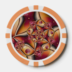 Farbenfrohe abstrakte rote orange Fantasie-Fraktal Pokerchips