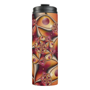 Farbenfrohe abstrakte rote Orange Fantasy-Fraktal Thermosbecher