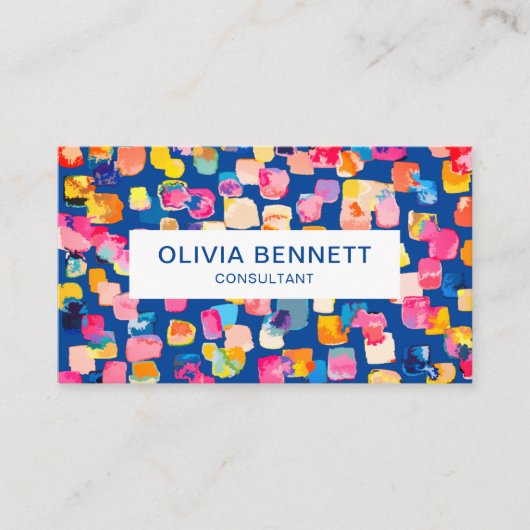 Farbenfrohe Abstrakte Royal Blue Art Visitenkarte (Vorderseite)