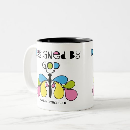 Farbenfrohe Abstrakte Schmetterlinge, von Gott ent Zweifarbige Tasse (Vorderseite Links)