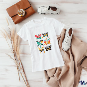 Farbenfrohe abstrakte Schmetterlings-Kunst-Set T-Shirt