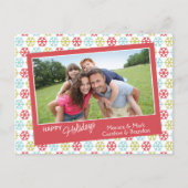 Farbenfrohe Abstrakte Schneeflocken Happy Holidays Postkarte (Vorderseite)